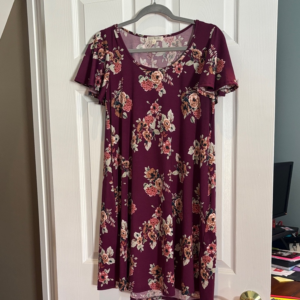 Nine Britton Burgundy Floral Mini Dress